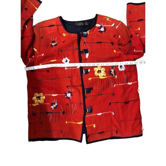 Allure cotton woven art to wear embroidered floral shacket size 14/16 L - Picture 8 of 11